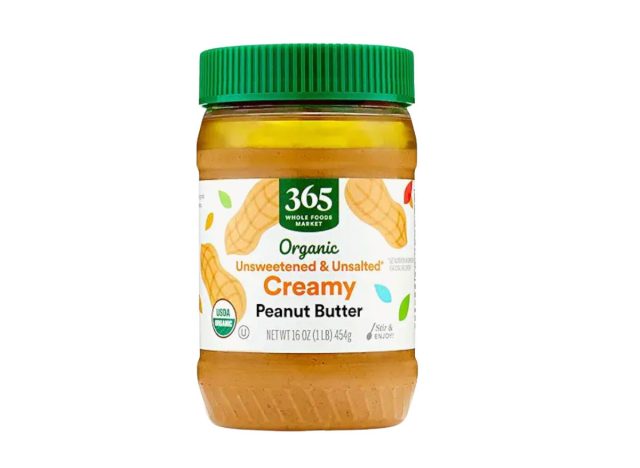 jar of Whole Foods Peanut Butter on a white background